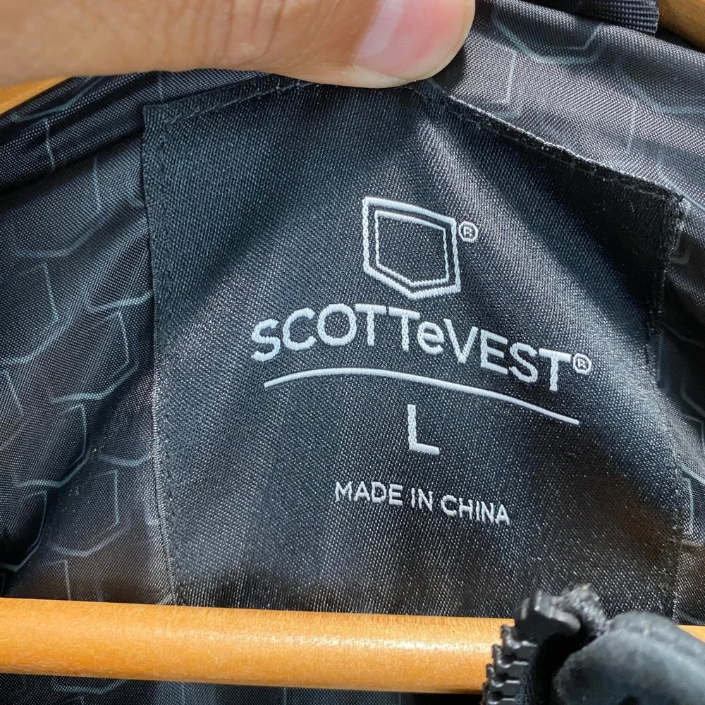Scottevest TEC Technology Enabled Softshell Jacket Mens L Black Multi-Pocket